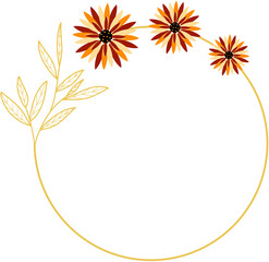 Circle Gold Frame with Sunflower