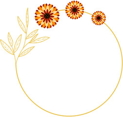 Circle Gold Frame with Sunflower