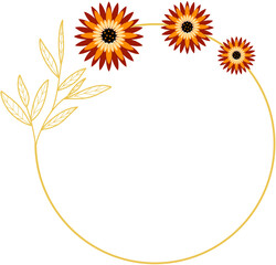 Circle Gold Frame with Sunflower
