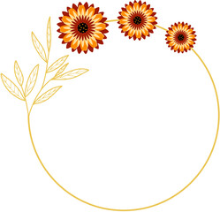Circle Gold Frame with Sunflower