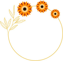 Circle Gold Frame with Sunflower