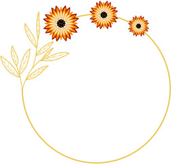 Circle Gold Frame with Sunflower