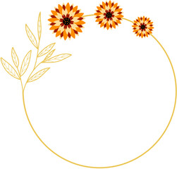 Circle Gold Frame with Sunflower