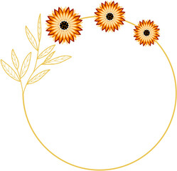 Circle Gold Frame with Sunflower