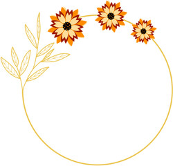 Obraz premium Circle Gold Frame with Sunflower