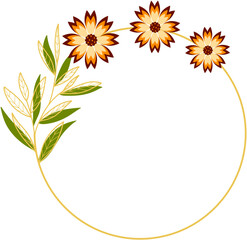 Circle Gold Frame with Sunflower