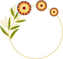 Circle Gold Frame with Sunflower