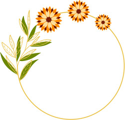 Circle Gold Frame with Sunflower