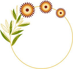 Circle Gold Frame with Sunflower