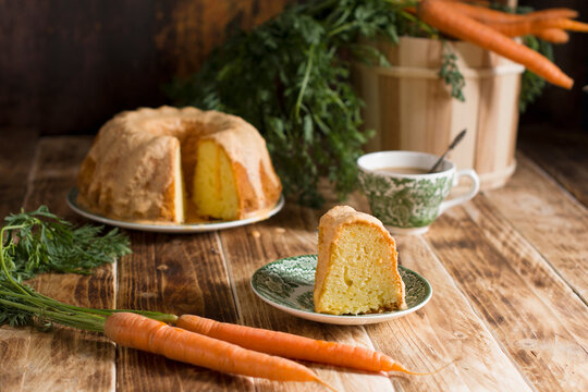 Sugar Glazed Carrot Cake, Homemade Baked Goods, Rustic, National Carrot Cake Day