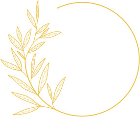 Gold Leaves Circle Frame