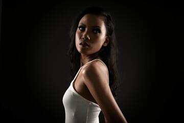 Portrait Light Sculpting of beautiful Asian model