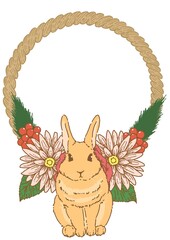 うさぎと正月飾り03