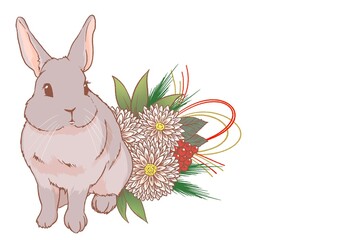 うさぎと正月飾り02