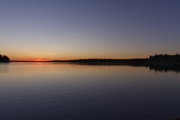 Fototapeta na wymiar Sunset at Astotin Lake in Elk Island National Park