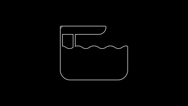 White line Diving board or springboard icon isolated on black background. 4K Video motion graphic animation