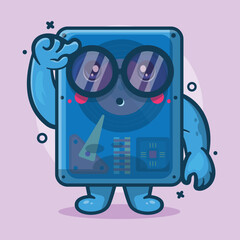 genius computer hard disk character mascot with think expression isolated cartoon in flat style design