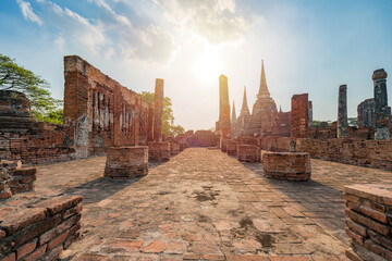 Ancient temple in Ayutthaya, Thailand. The temple is on the site of the old Royal Palace of ancient...