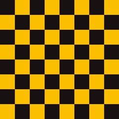 Chessboard Isolated Yellow Black Abstract Background Texture Seamless Pattern Illustration