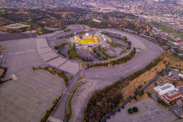 Los Angeles At Sunset LA Dodgers Sport Baseball Stadium Aerial View