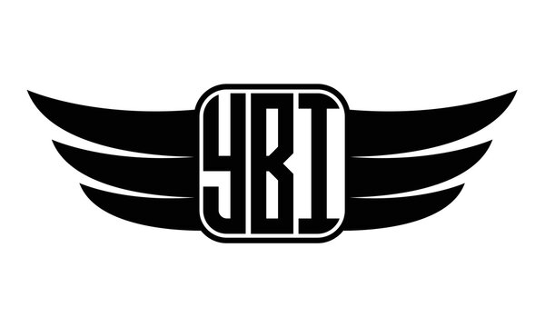 YBI three-letter Wing black and white logo design. Vector template