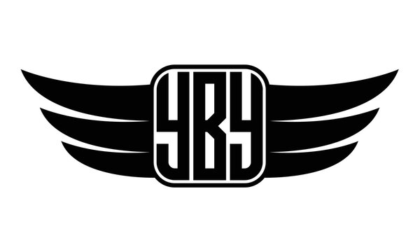 YBY three-letter Wing black and white logo design. Vector template