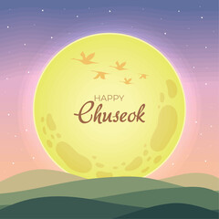 happy chuseok lettering in moon