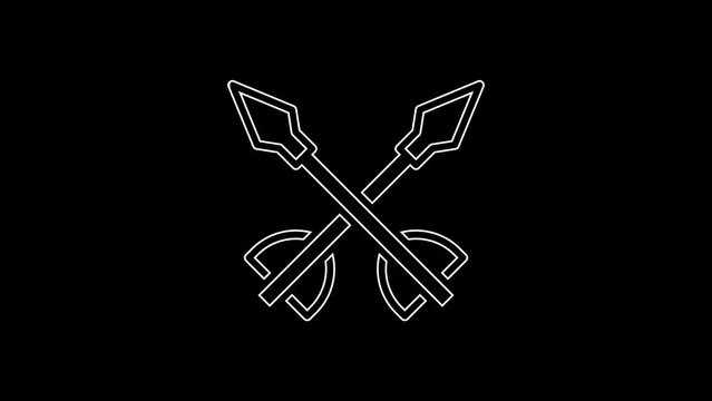 White line Medieval arrows icon isolated on black background. Medieval weapon. 4K Video motion graphic animation