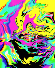 Fototapeta na wymiar abstract neon rainbow colorful wavy marble glitch background