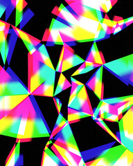 abstract neon rainbow colorful geometric diamond triangle glitch background