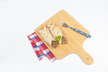 delicious meat pancakes on the table