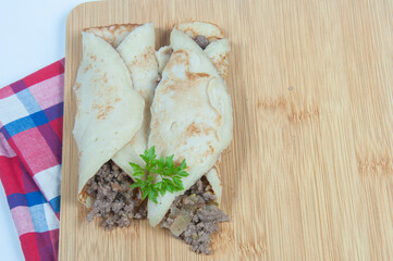 delicious meat pancakes on the table