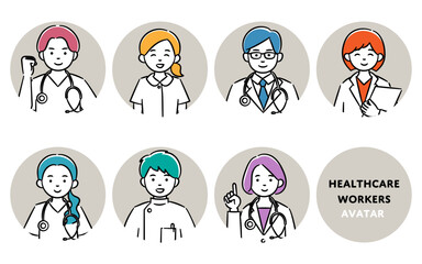 医療従事者達のシンプルアイコンセット