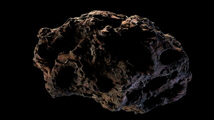 Asteroids flying in space, belt of large metallic Asteroids. Rocks and debris swarm flying through space, cosmic background. 3d render © angel_nt
