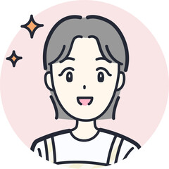 シンプルな笑顔の主婦の丸アイコン素材