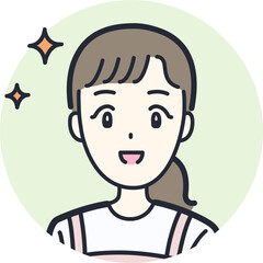 シンプルな笑顔の主婦の丸アイコン素材