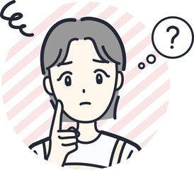 困った表情をする主婦をイメージした女性の丸アイコン素材