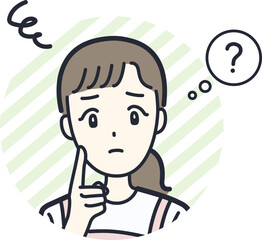 困った表情をする主婦をイメージした女性の丸アイコン素材