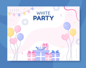 White Party Photocall Template Hand Drawn Cartoon Background Vector Illustration