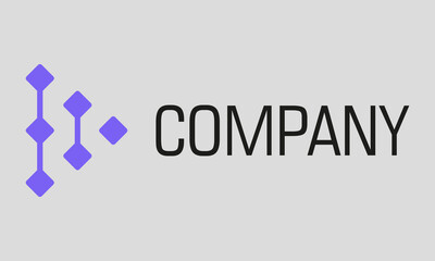 Purple Color Simple Tech Line Connect Logo Design