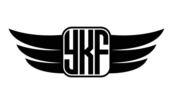 YKF three-letter Wing black and white logo design. Vector template