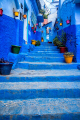 Fototapeta na wymiar Calles de la ciudad azul, Chefchaouen, Marruecos.