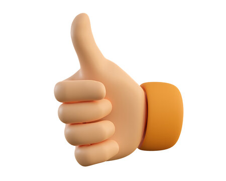 Human hand thumb up symbol with fingers gesture. Like, success, good feedback or agreement concept. Realistic 3d high quality render isolated