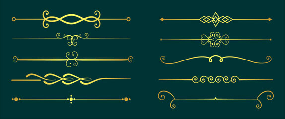 golden calligraphic ornamental divider collection