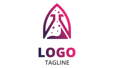 Red Color Line art Tube Lab Logo Design