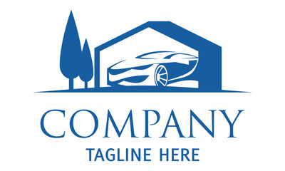 Fototapeta na wymiar Blue Color Car Automotive Home Garage Logo Design