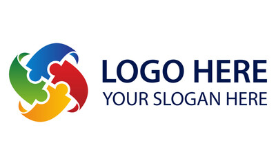 Colorful Jigsaw Puzzle Union Together Logo Design