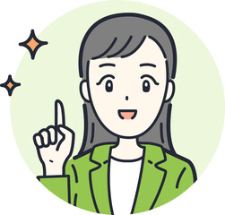 シンプルな笑顔でOKサインをする会社員の女性の丸アイコン素材