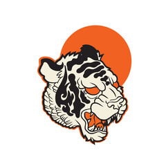 Tiger anger. Vector illustration of a tiger head.