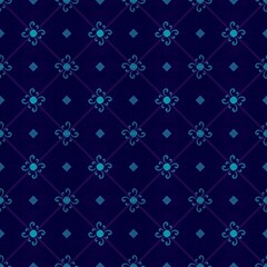 Abstract ethnic ikat blue pattern. Design for background, wallpaper, illustration, fabric, clothing, batik, carpet, embroidery. Ethnic handmade ornament